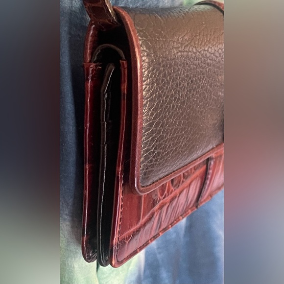 Brighton Brown Leather Mini Croc Embossed Flap Crossbody Bag Organizer Purse - Picture 6 of 15